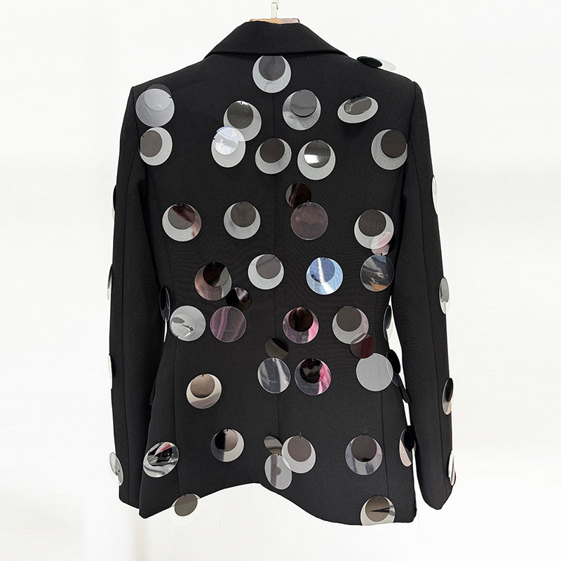 Long Sleeve Big Sequin Blazer Black