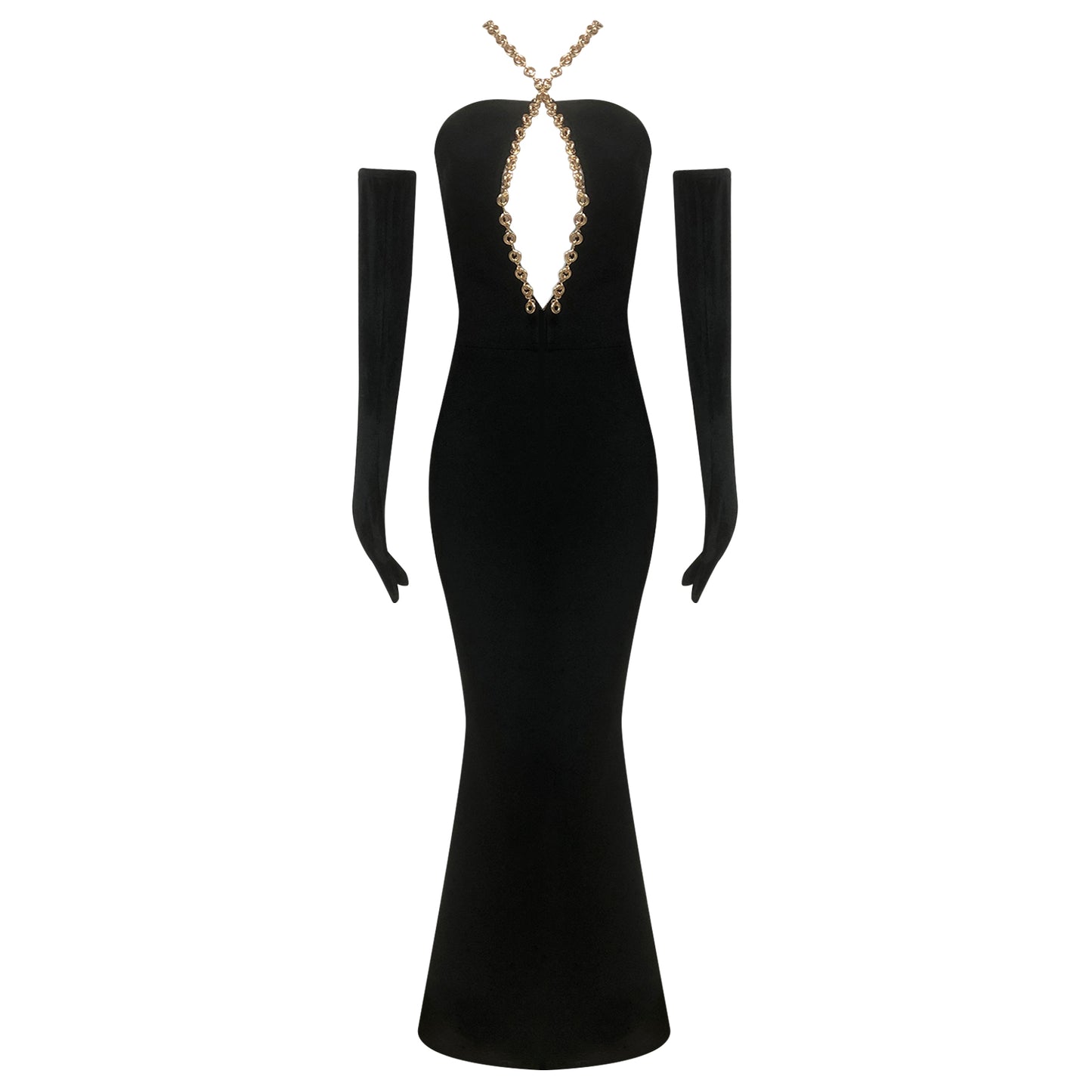 Halter Chain Maxi Dress Black