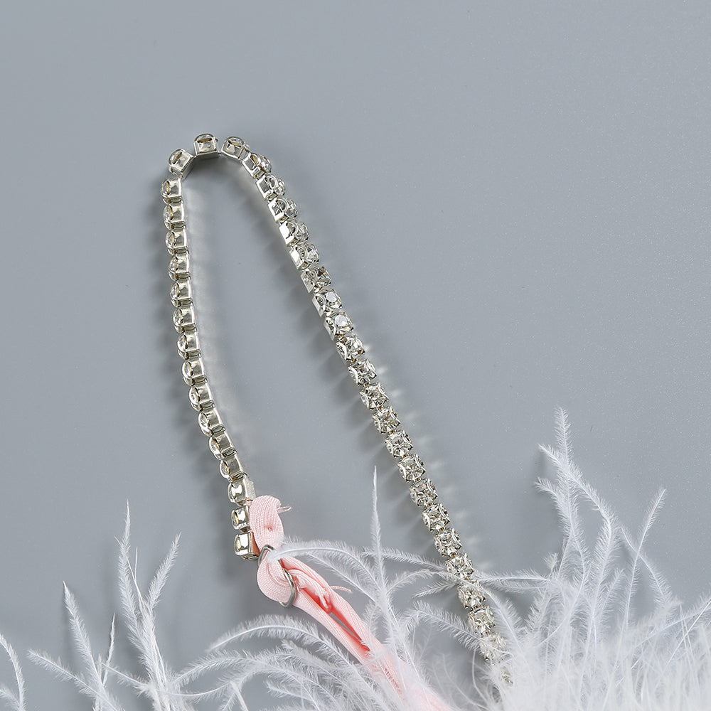 Feather Detail Sequin Midi Dress Pink White