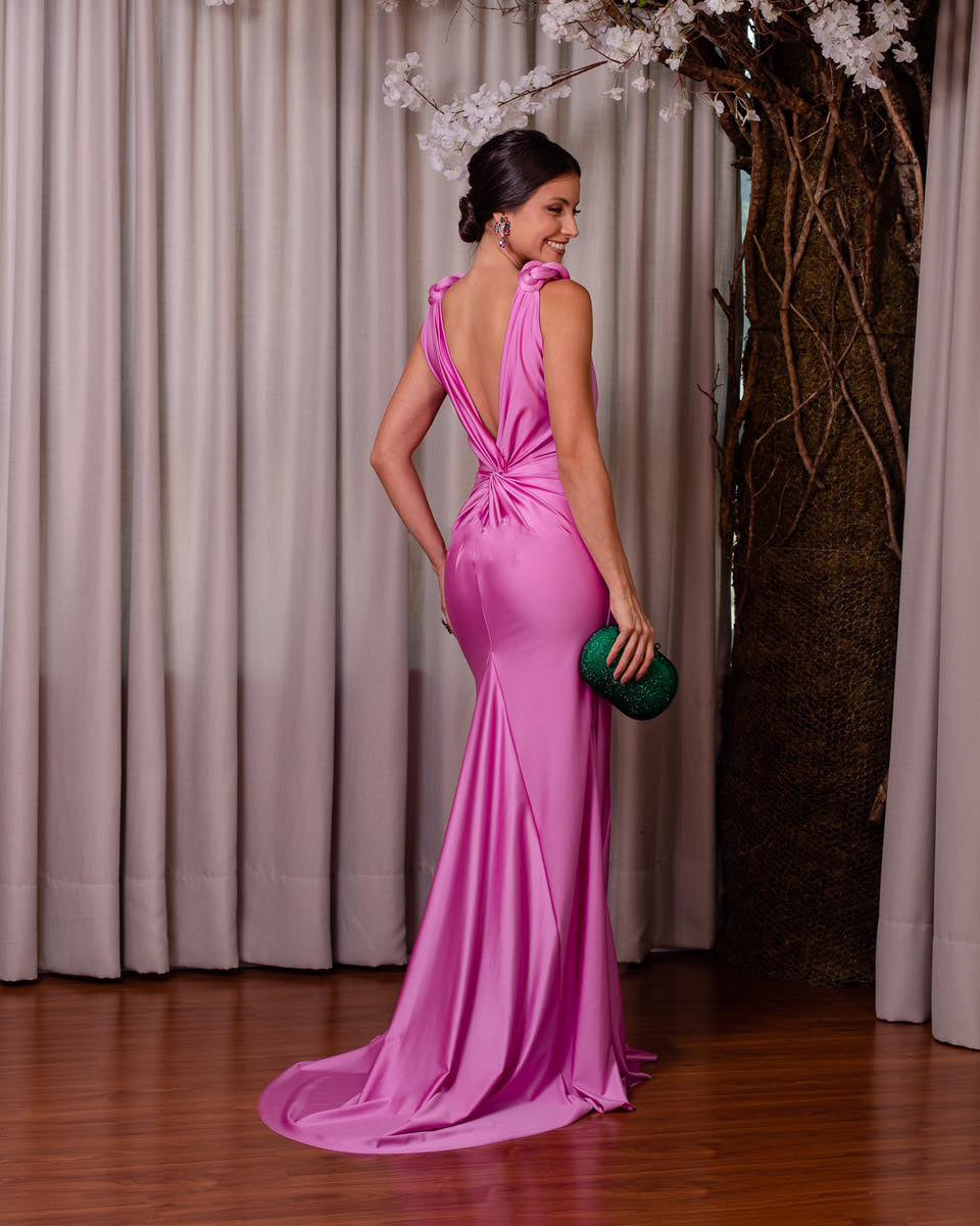 Plunge V Neck Draped Maxi Dress Hot HV1503