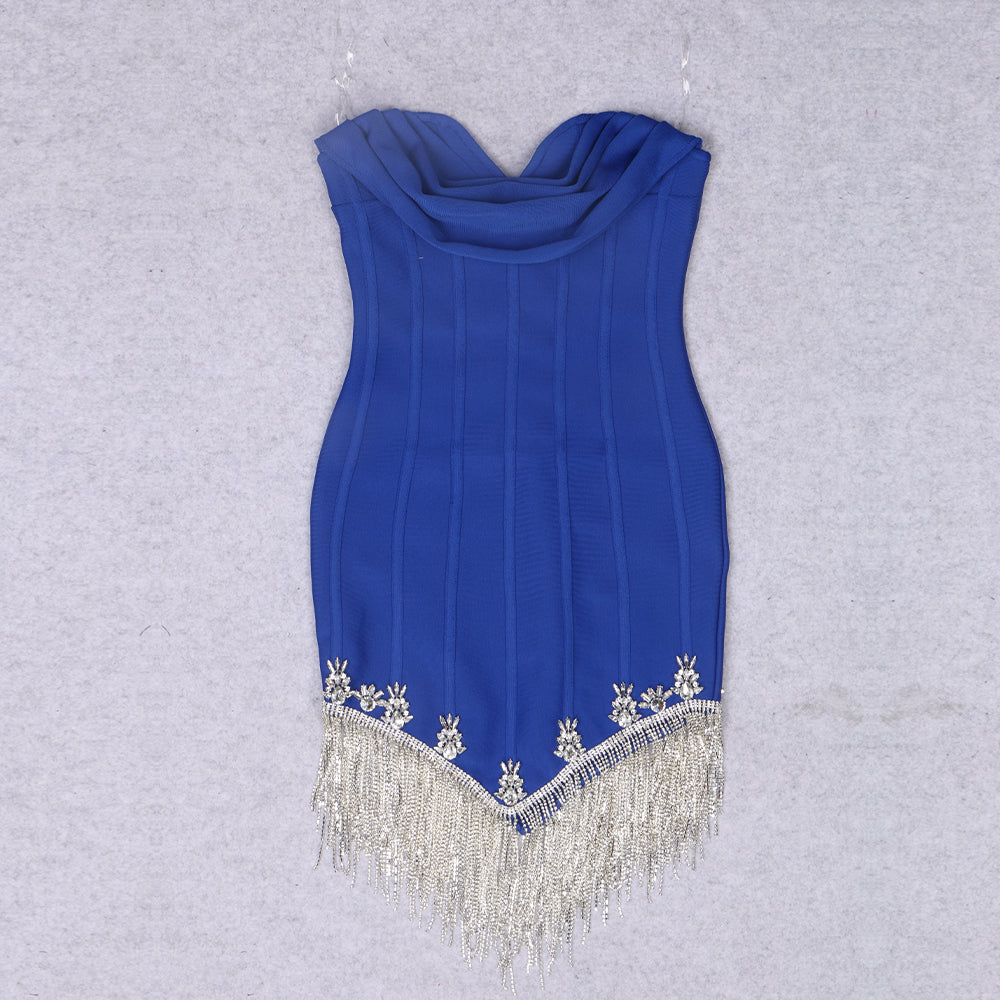 Strapless Crystal Tassel Dress HV9166