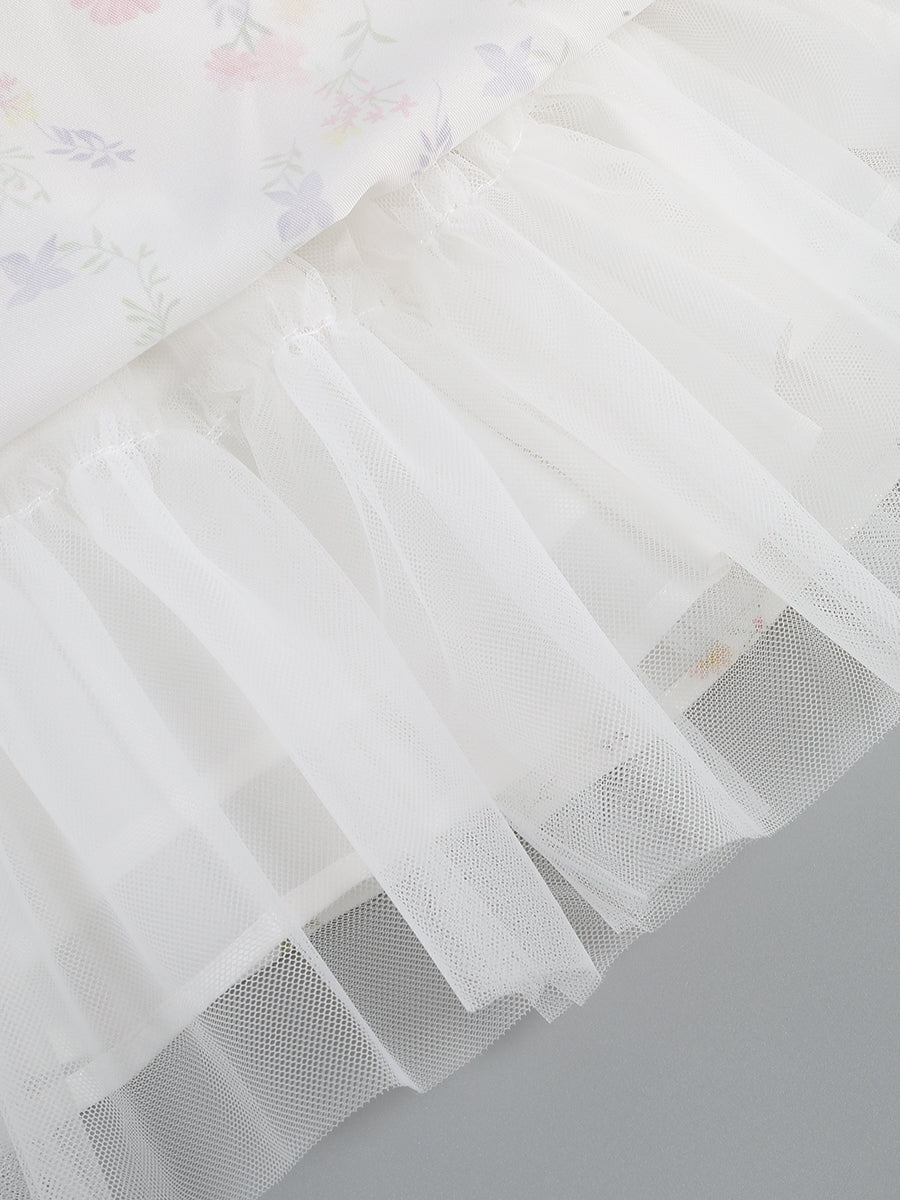 Floral Bardot A Line Dress White HV1257