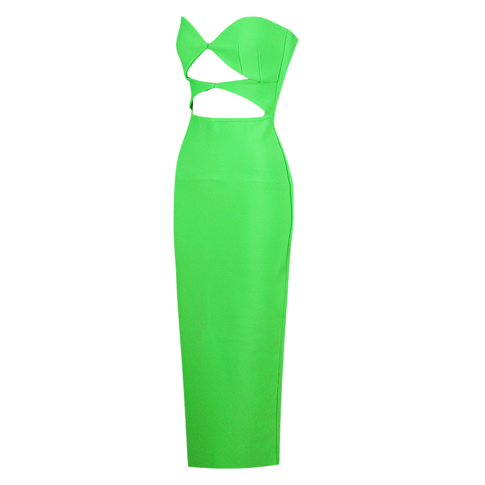 Strapless Cut Out Midi Dress Green HV9710