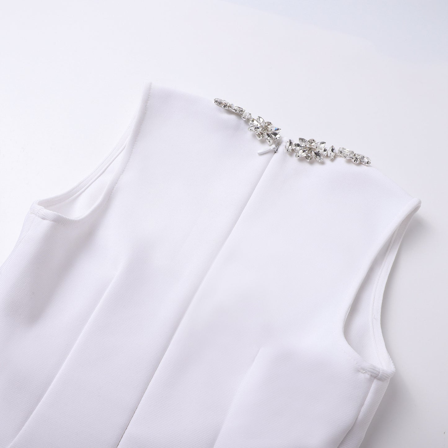 Crystal Floral Trim A Line Dress White HV2182
