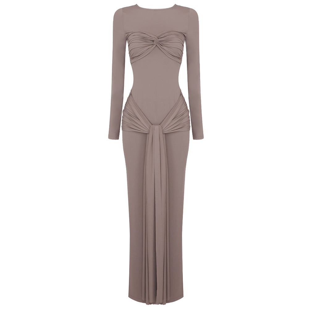 Long Sleeve Draped Detail Maxi Dress HV1767