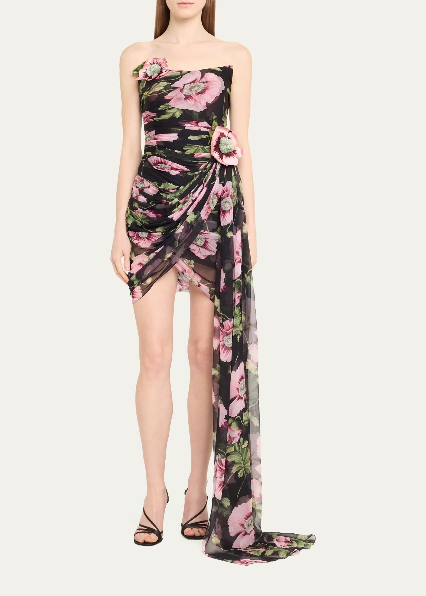 Floral Strapless Draped Dress HV1320