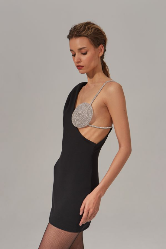 Long Sleeve Rhinestone Bustier Dress HV8724