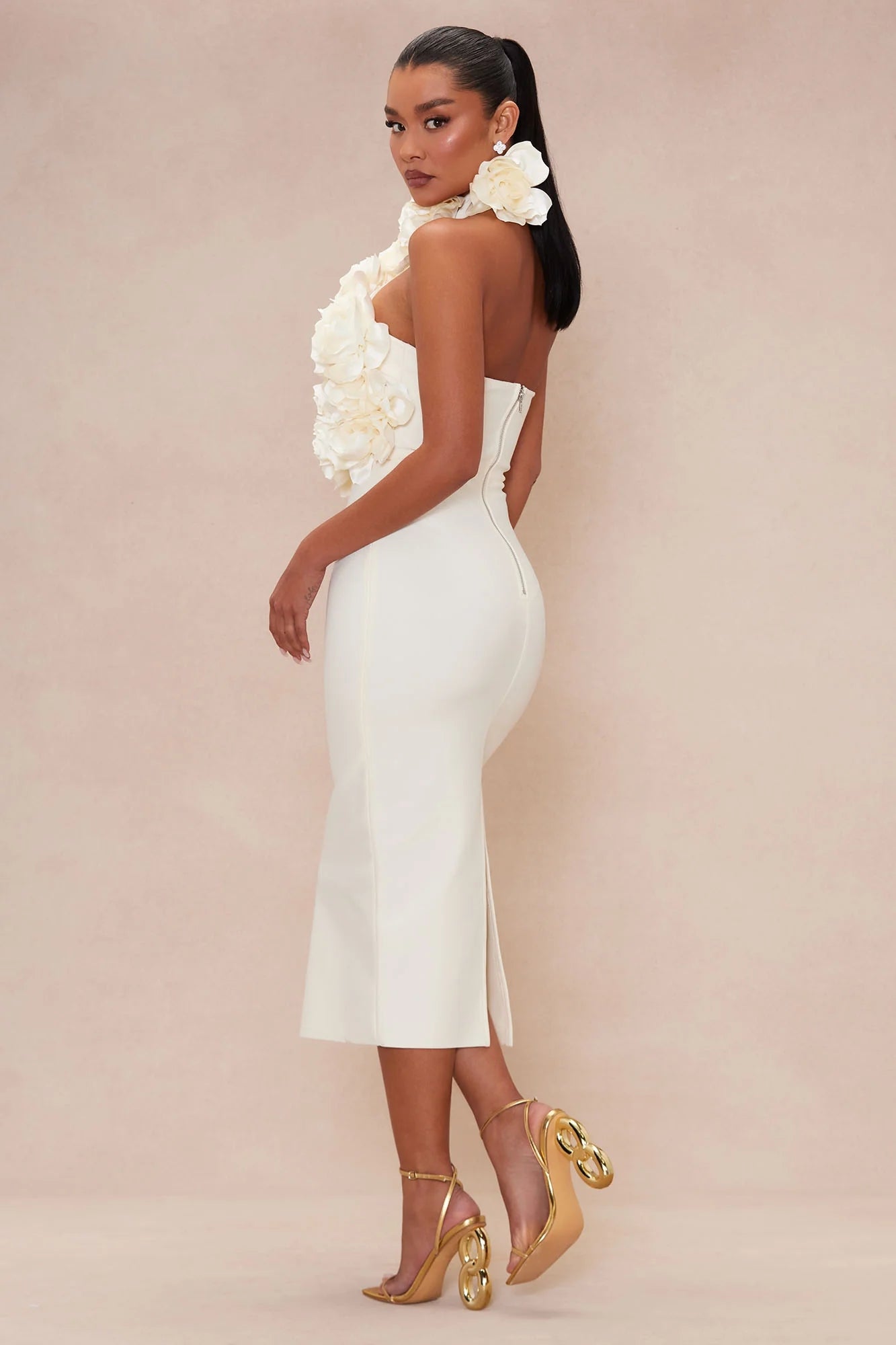 Halter Floral Midi Dress HV1996