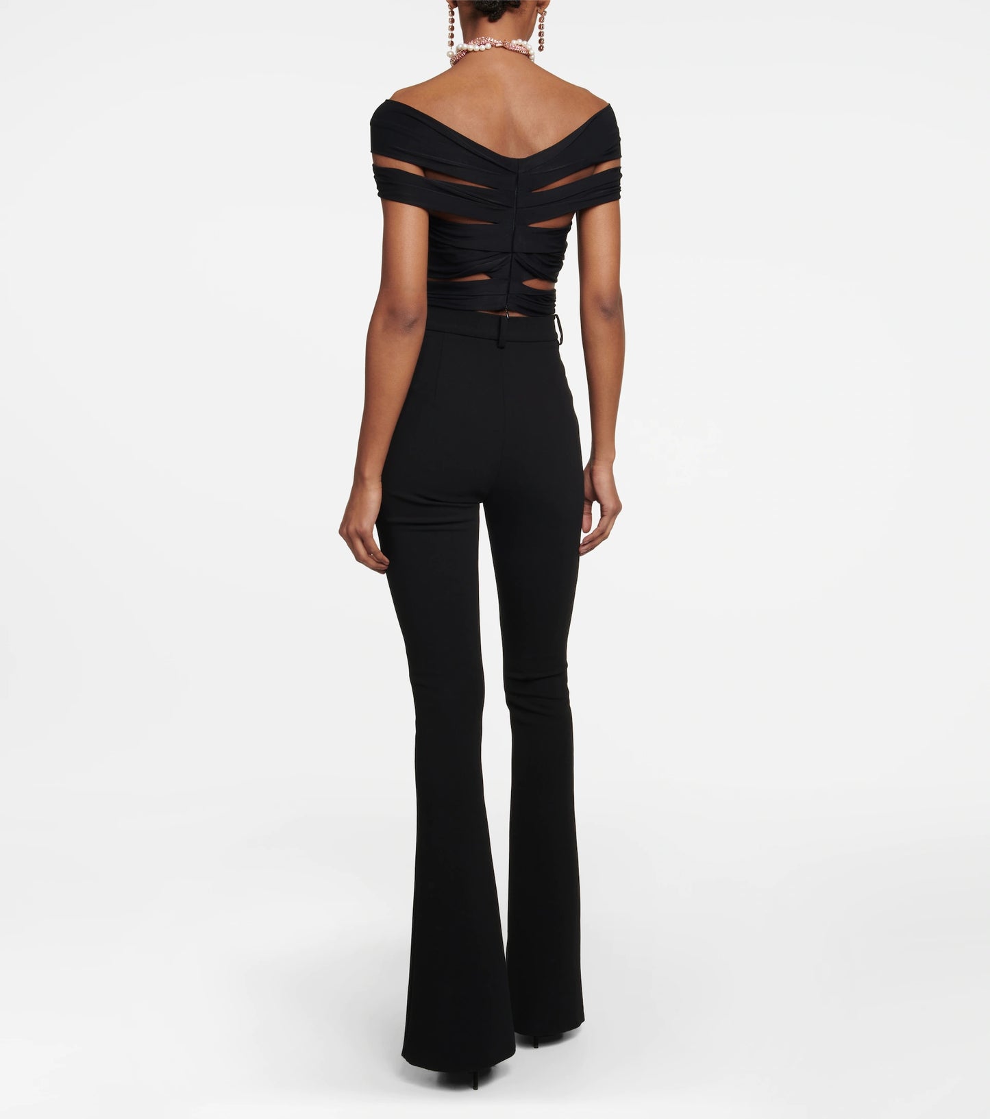 Flower Detail Cut Out Jumpsuit Black HV9507
