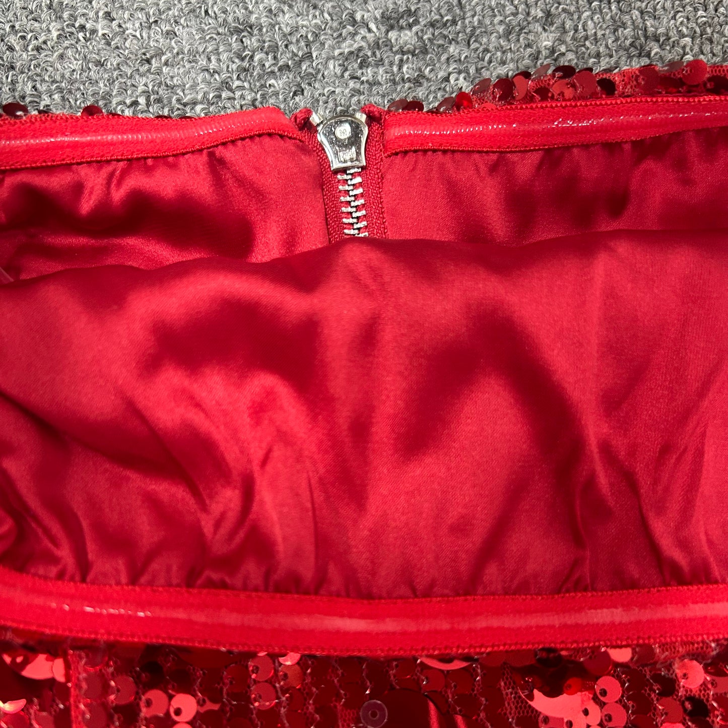 Strapless Big Sequins Maxi Dress Red BB505