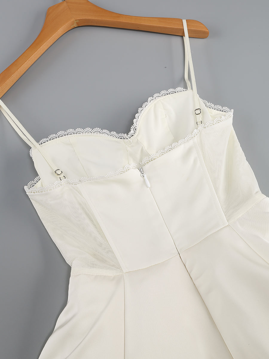 Lace Detail Bustier A Line Dress HV1258