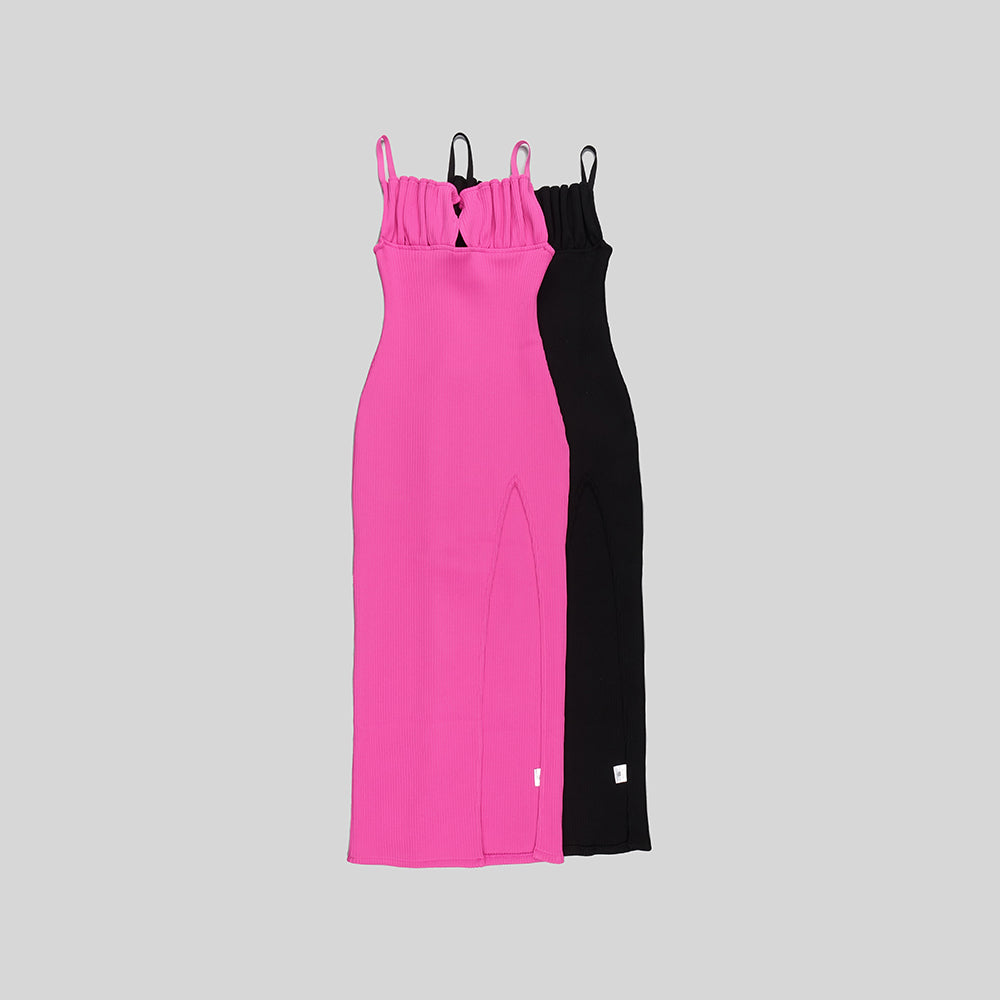 Draped Bustier Ribbed Midi Dress HV9839