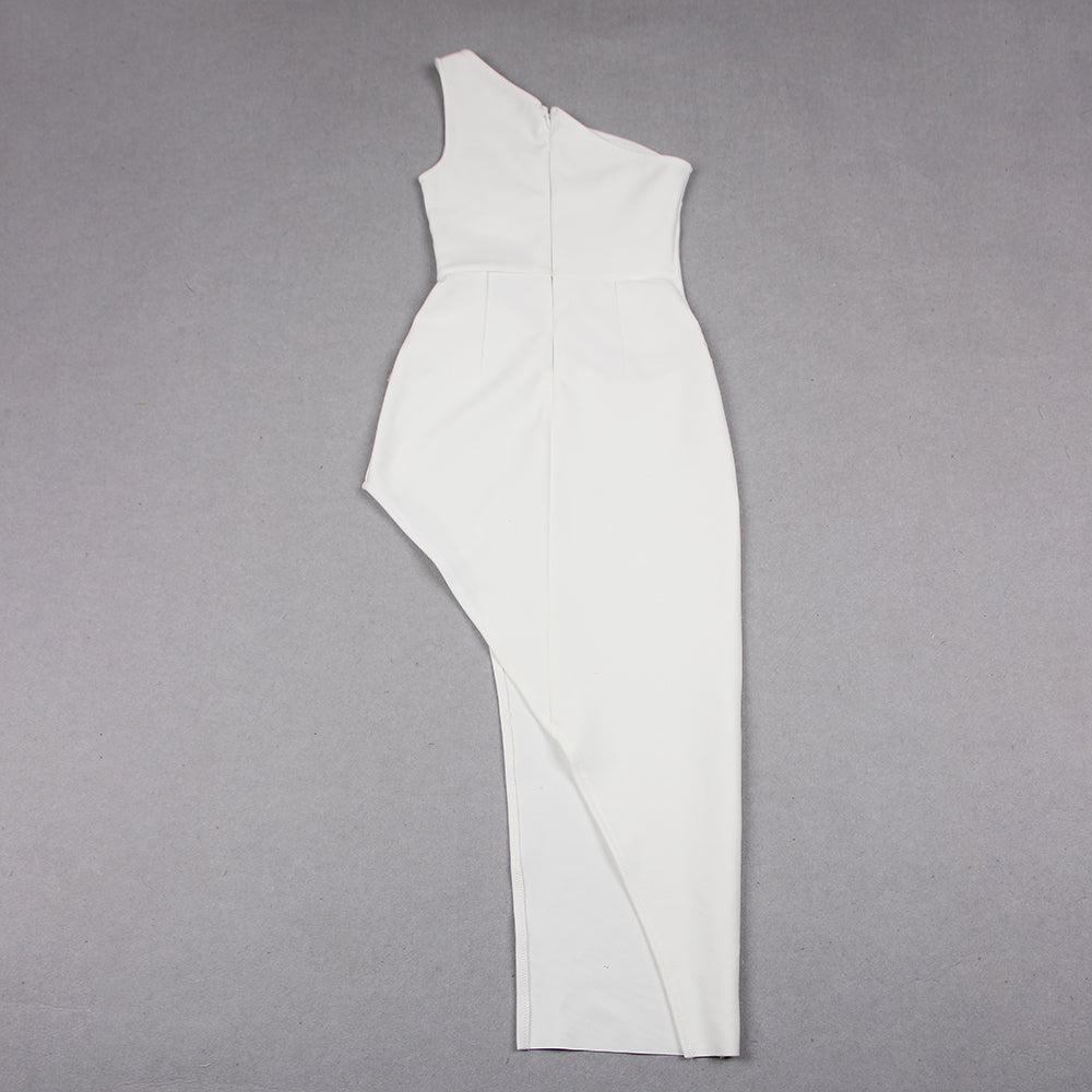 One Shoulder Embellished Maxi Dress White HV9265