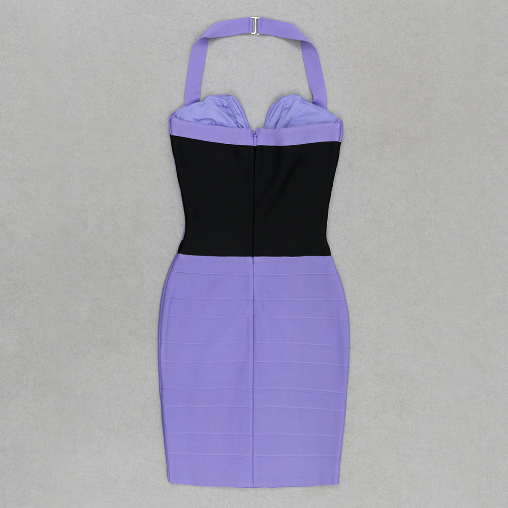 Halter Dress Purple Black HV9466