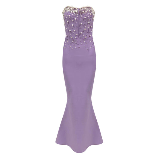 Strapless Pearl Detail Maxi Dress HV1327