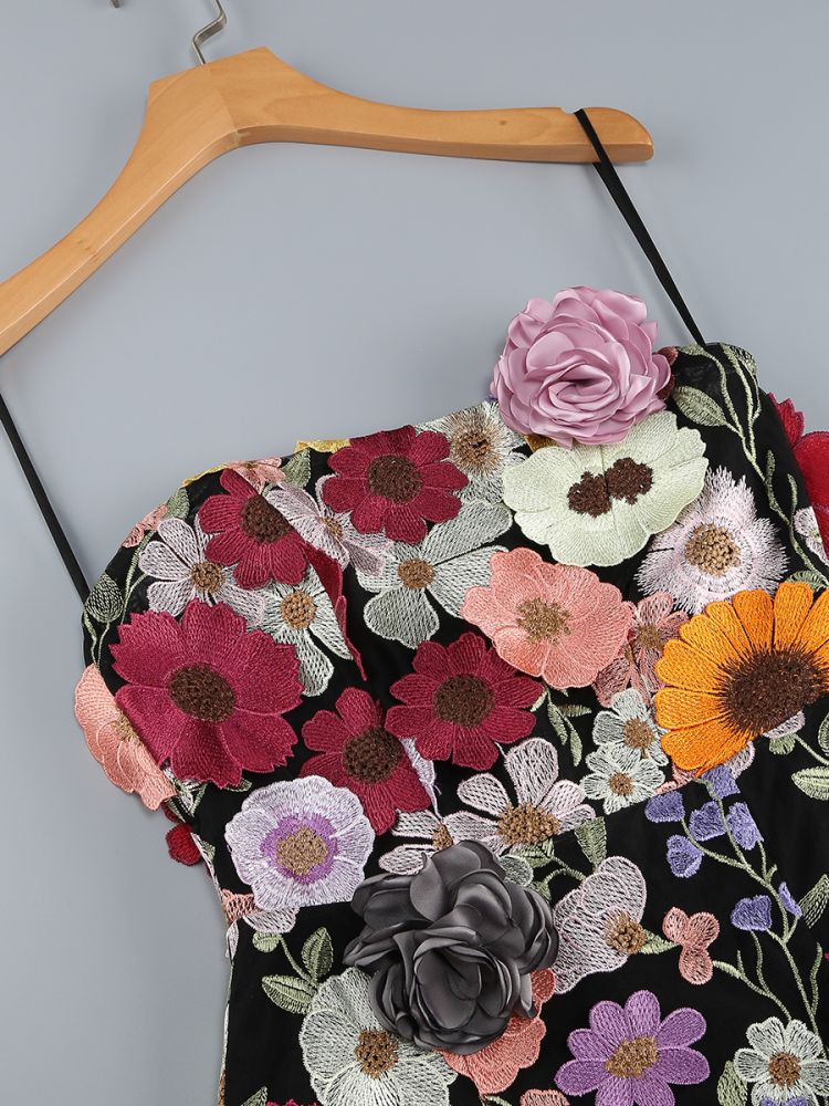 Strapless Floral Corset Dress