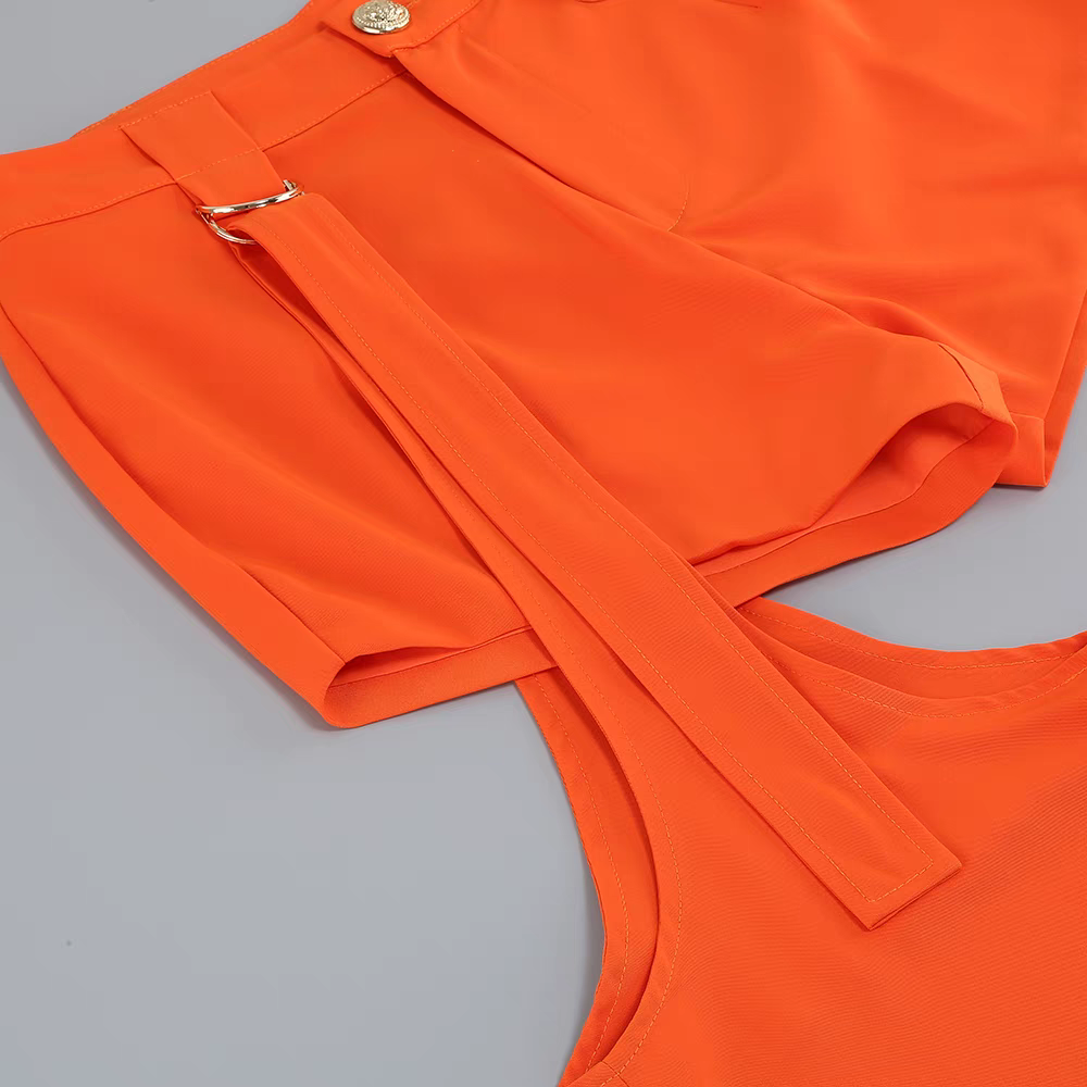 Long Sleeve Cut Out Jumpsuit Orange HV8874