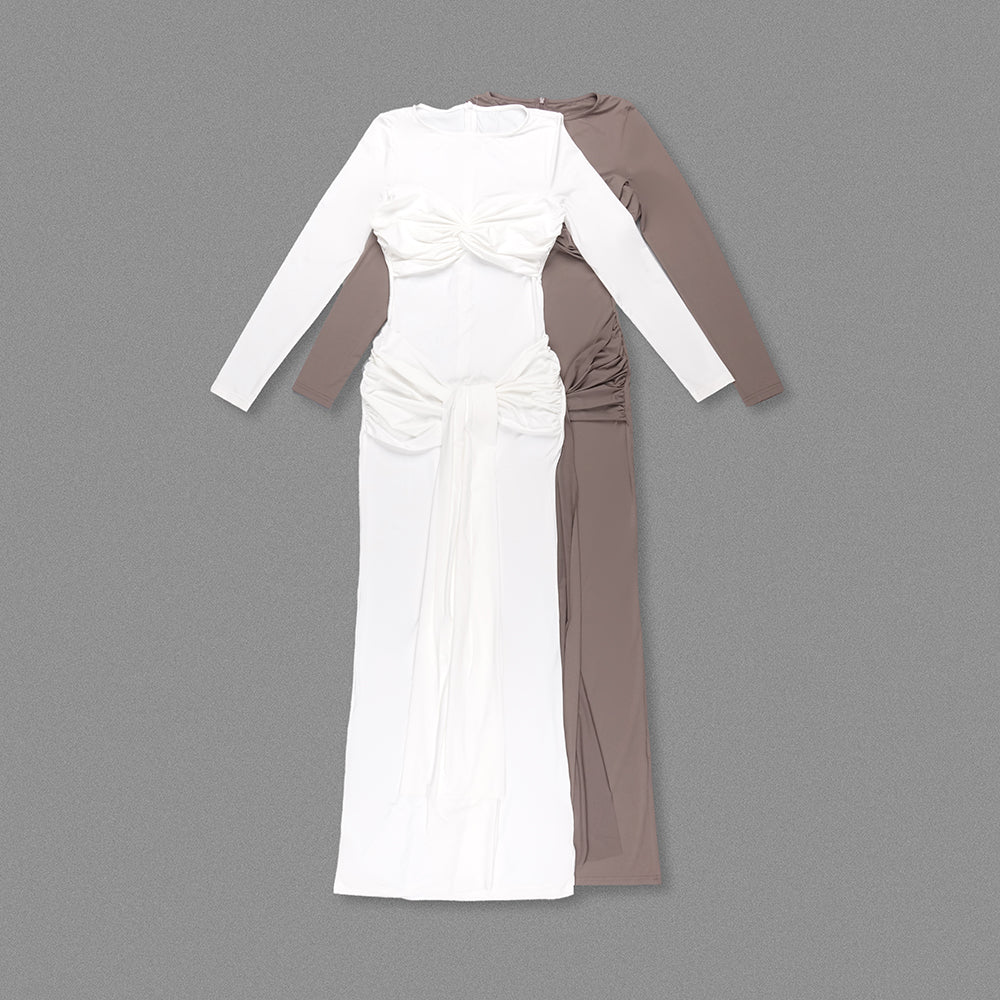 Long Sleeve Draped Detail Maxi Dress HV1767