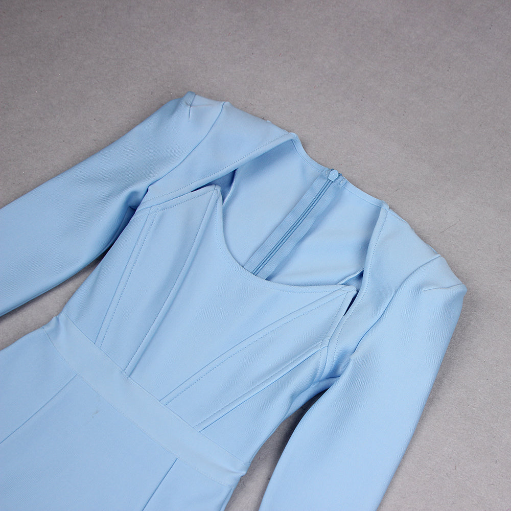 Long Sleeves Corset Design Midi Dress HV9758