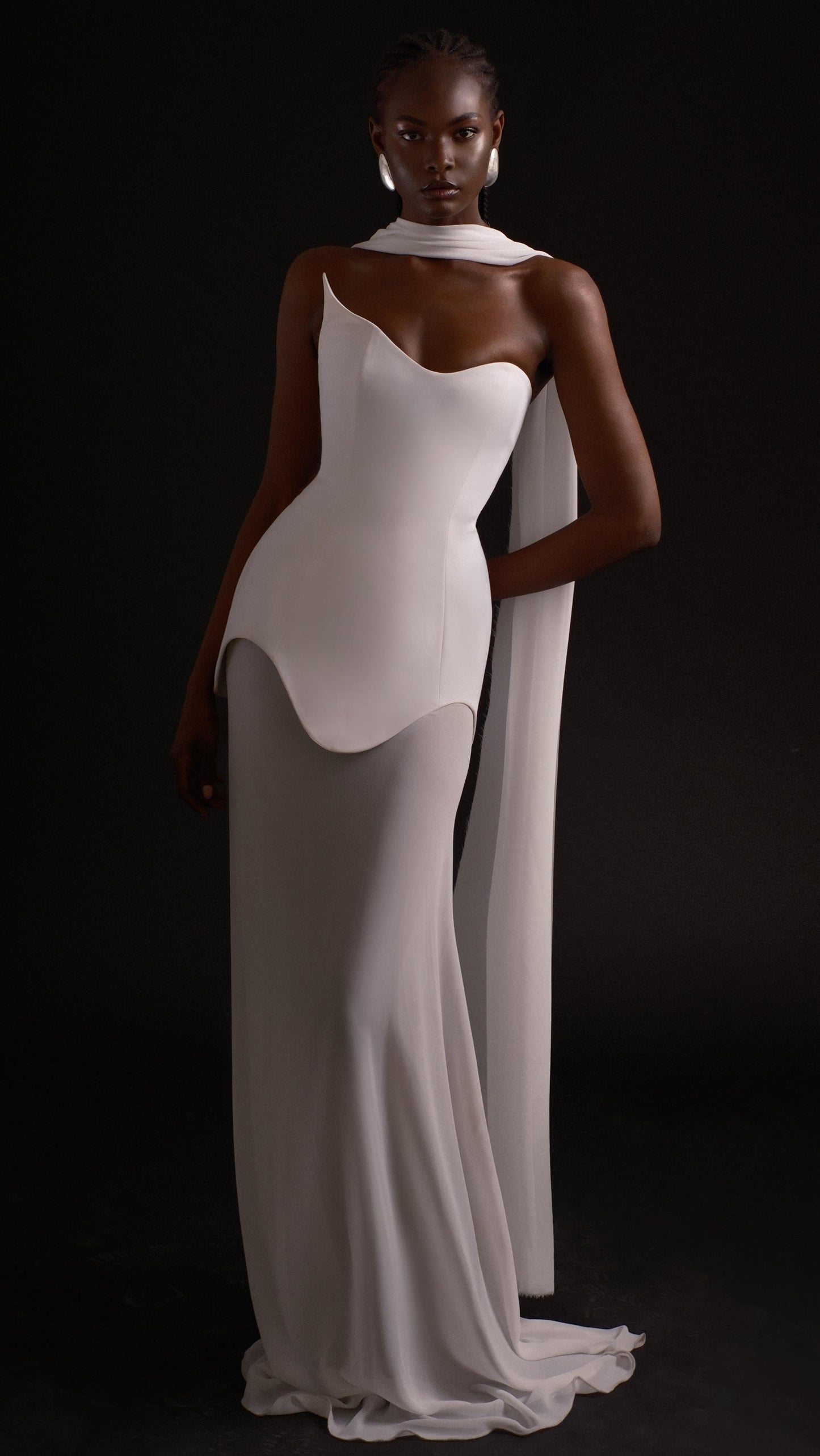 Strapless Mesh Maxi Dress Black HV1611
