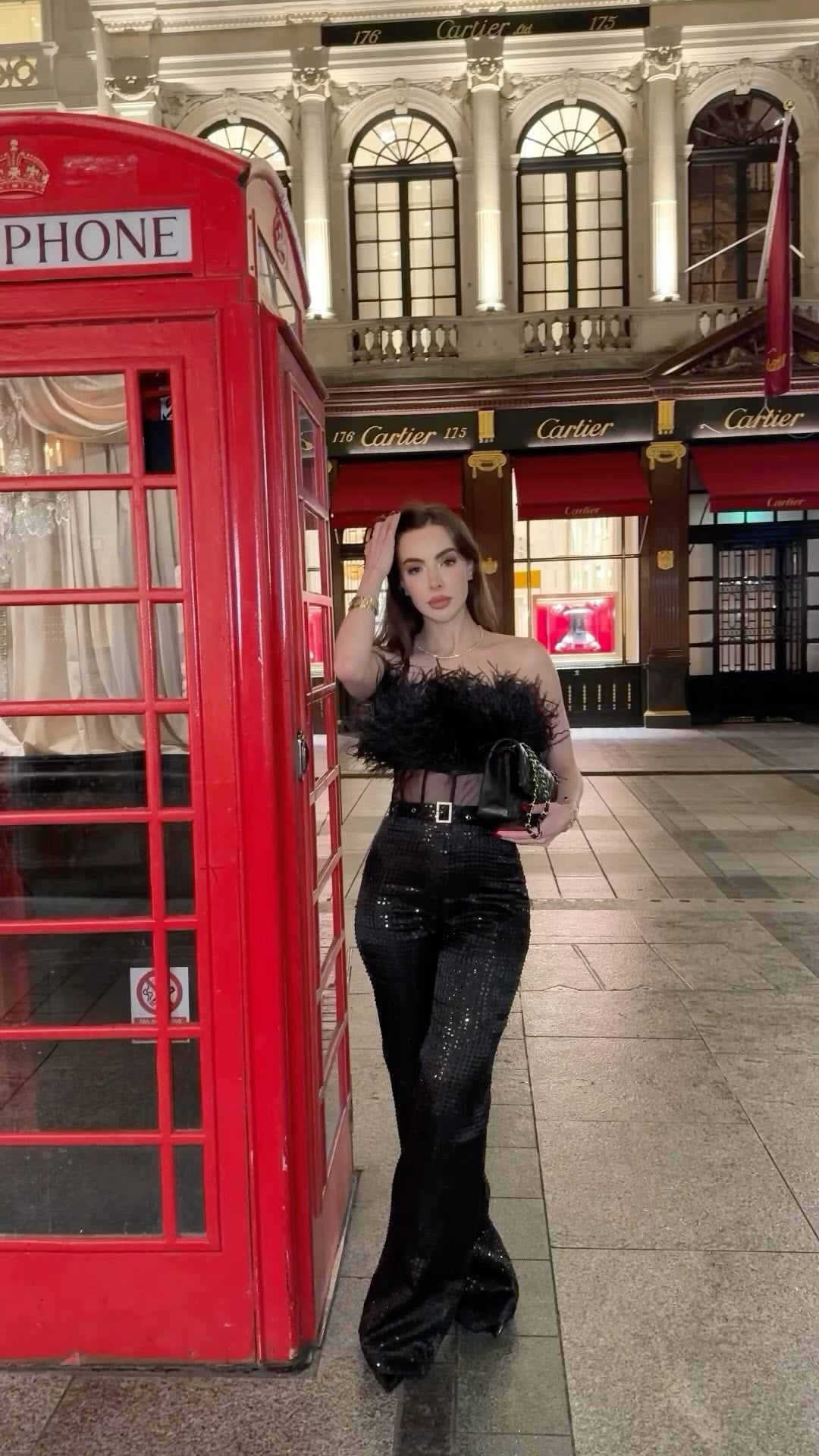 Strapless Feather Sequin Jumpsuit Black HV1549