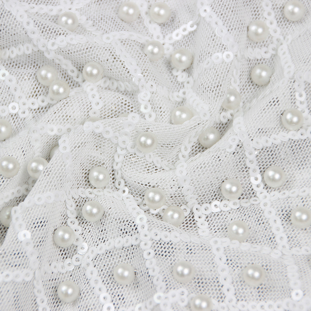 Long Sleeve Pearl Silk Suit White HV9953