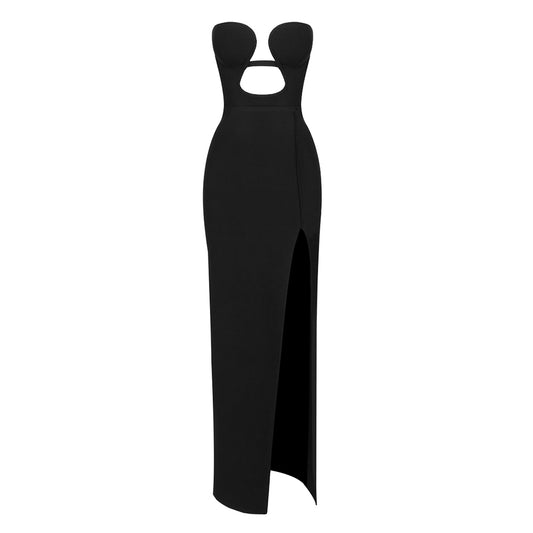 Strapless Bustier Maxi Dress Black HV9509