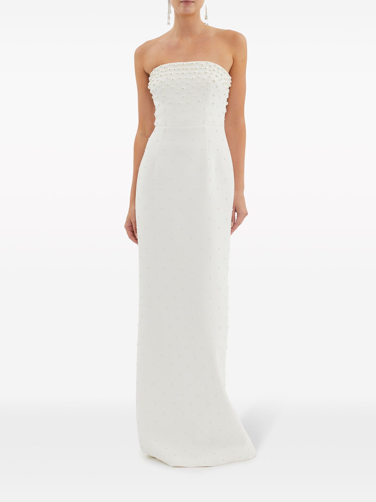 Strapless Pearl Maxi Dress White HV1774