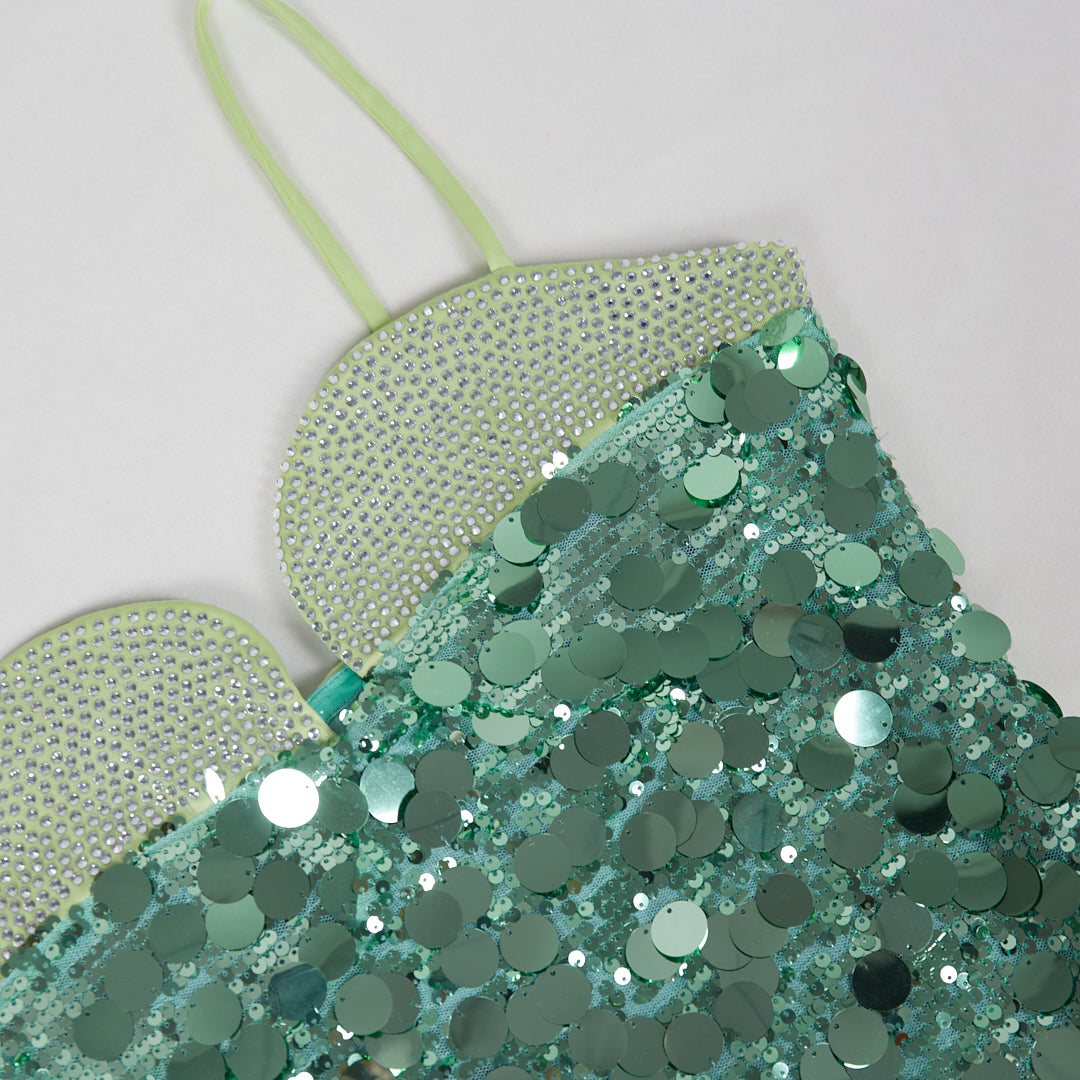 Sequin Studded Dress Green