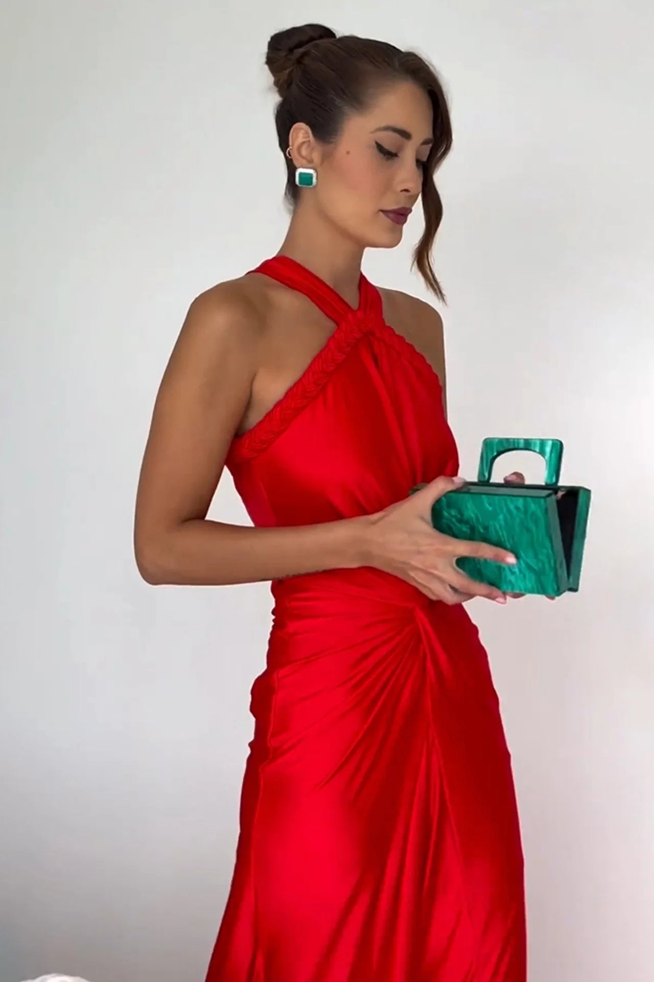 Halter Braided Draped Maxi Dress HV1380