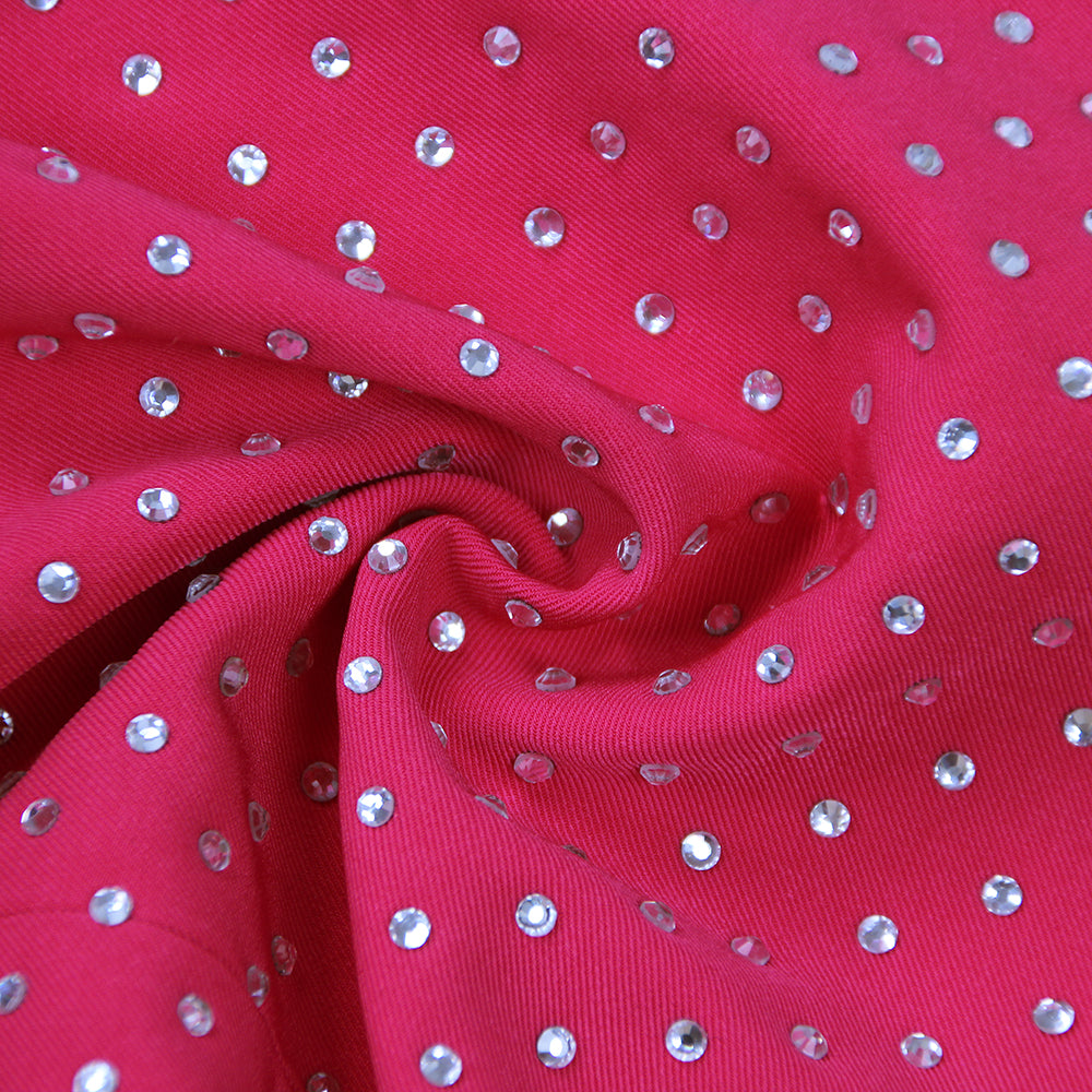 Sparkly Long Sleeve Three Piece Suit Hot Pink HV9601