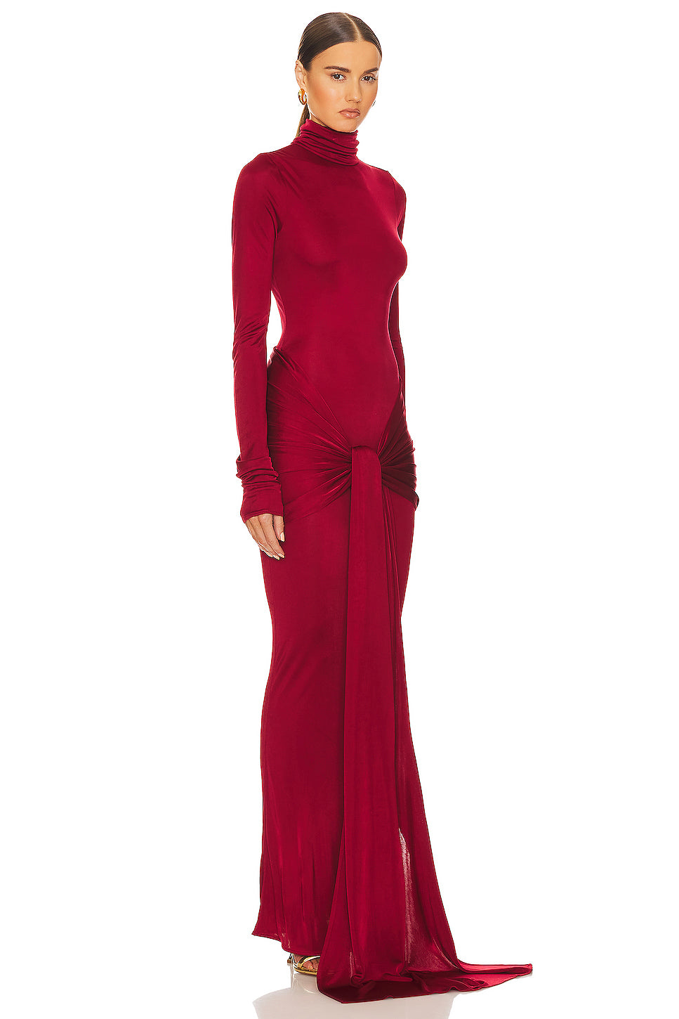 Long Sleeve Ruched Detail Maxi Dress