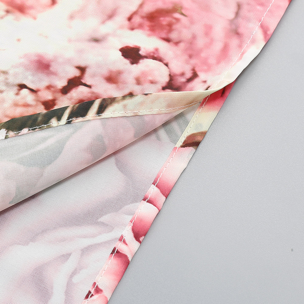 Halter Floral A Line Maxi Dress Pink HV1366