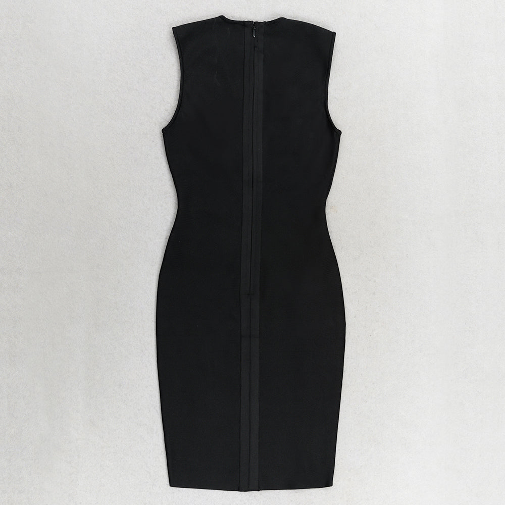 Lace Up Detail Sparkly Mesh Dress Black HV9556