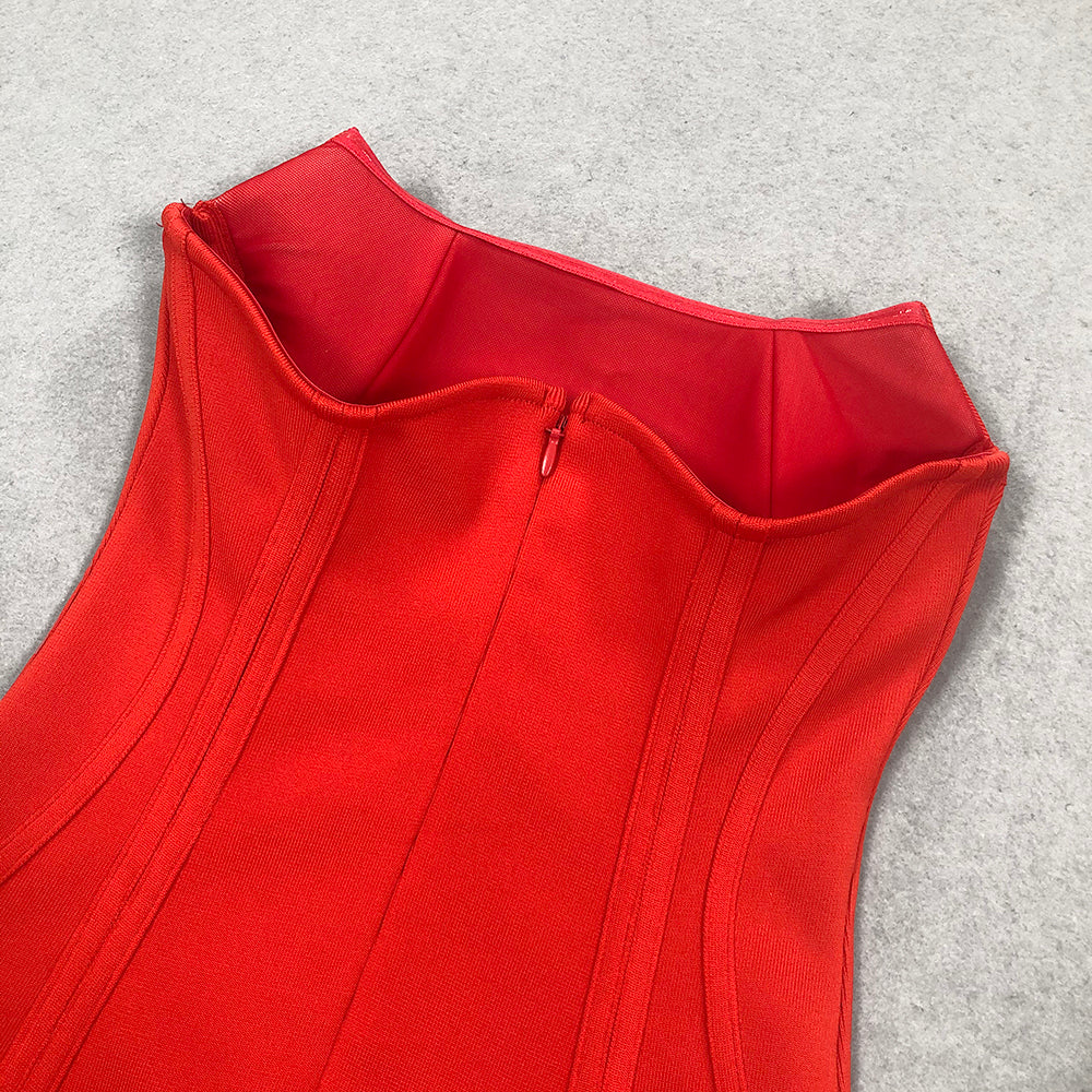 Strapless Structured Maxi Dress Red HV1738