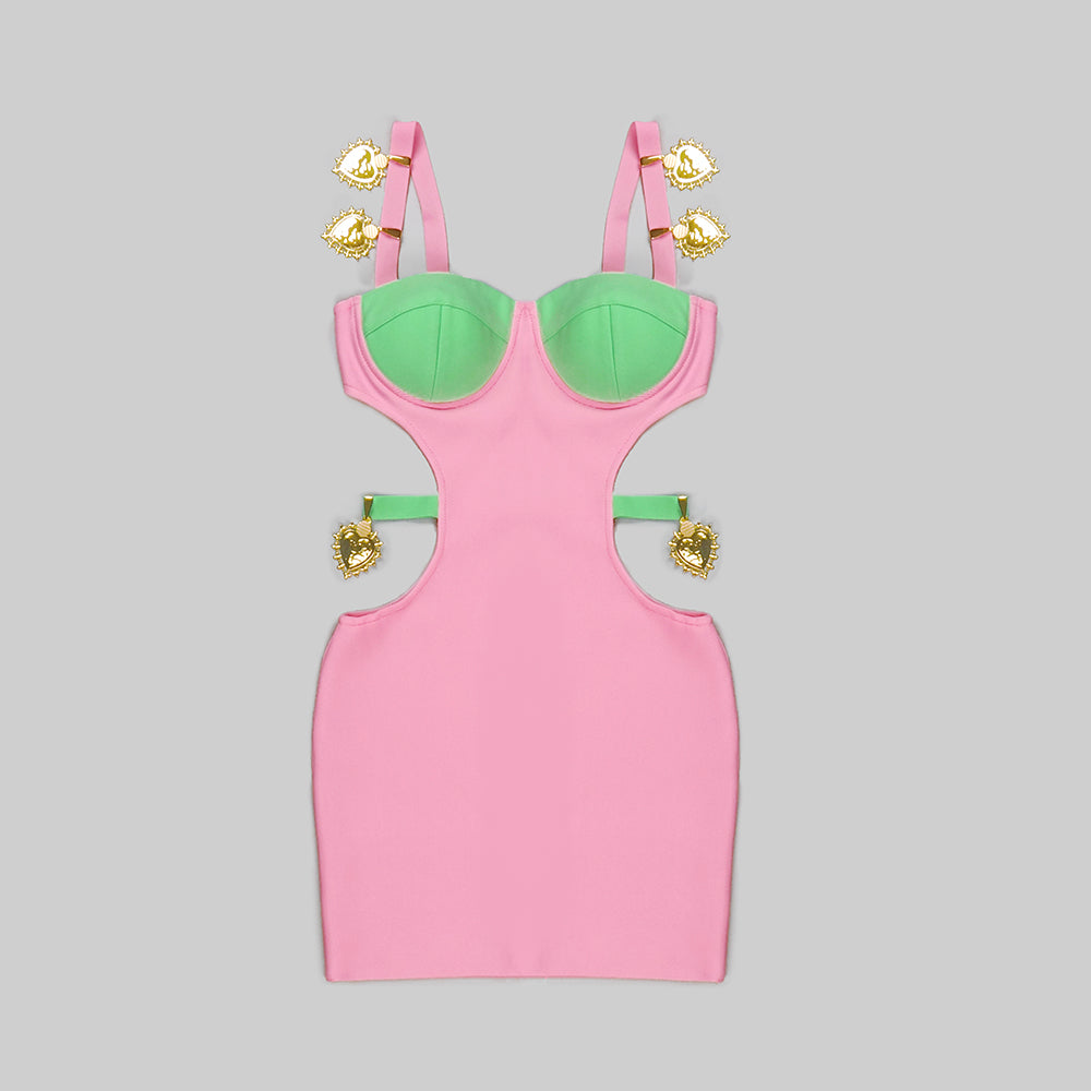 Heart Detail Bustier Dress Pink HV9051