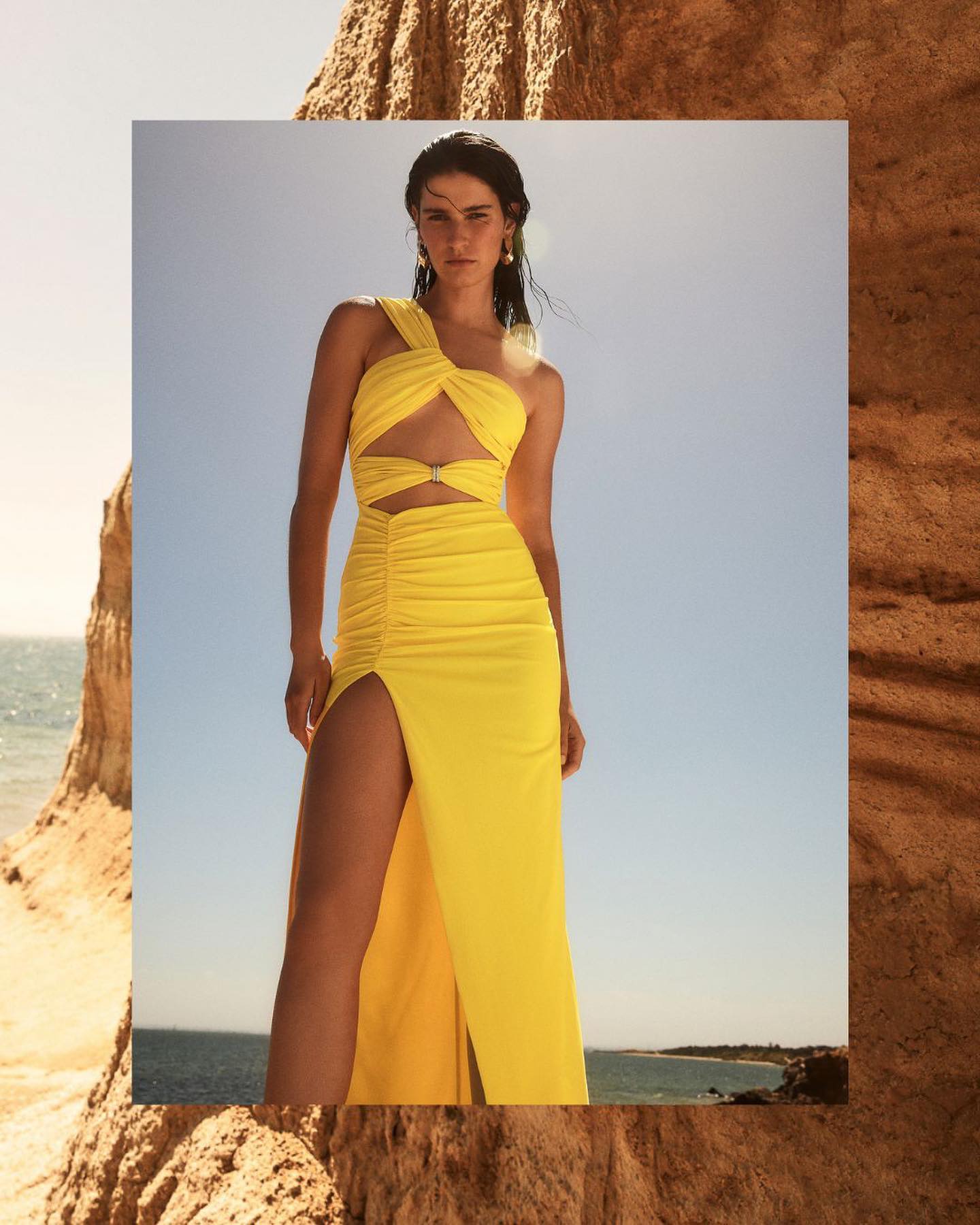 One Shoulder Maxi Dress Yellow HV9498