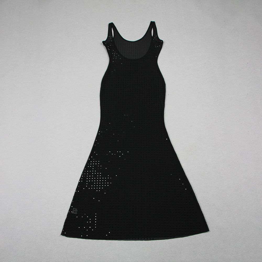 Embelllished Backless Maxi Dress Black HV9965