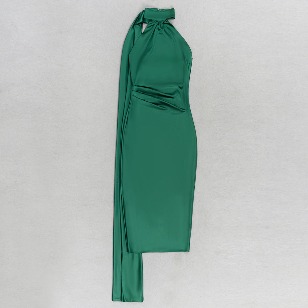 Halter Draped Midi Dress Green HV9644