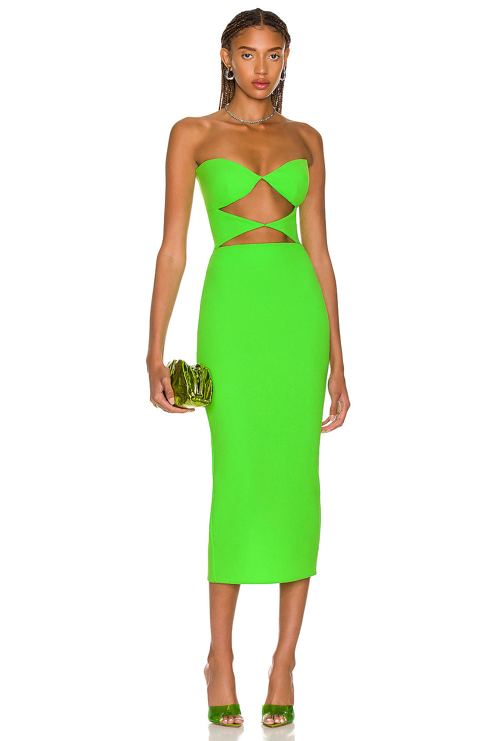 Strapless Cut Out Midi Dress Green HV9710