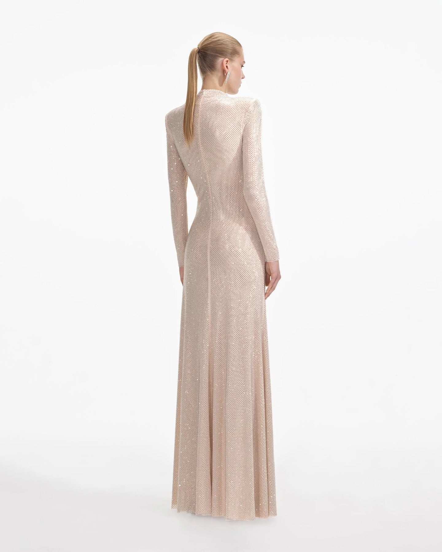 Long Sleeve Embellished Maxi Dress Nude HV2739