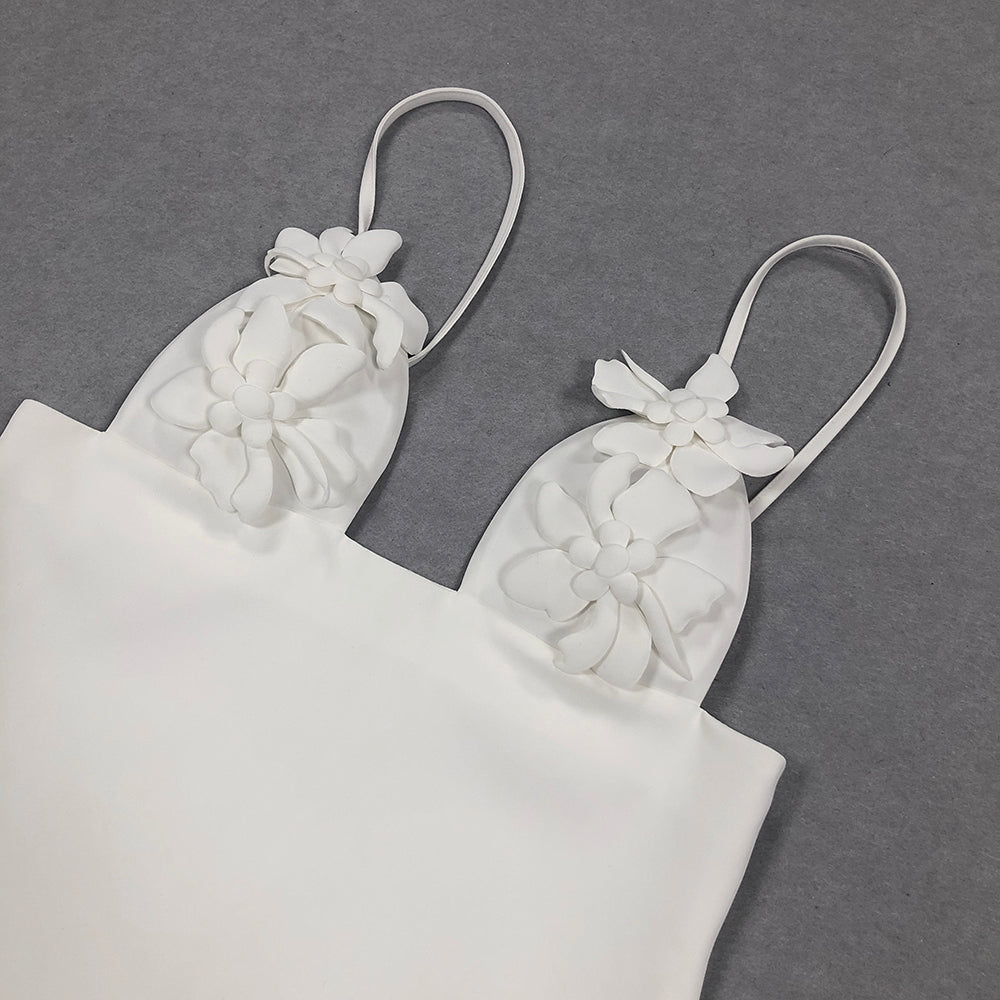 Floral Bustier A Line Dress White HV1355