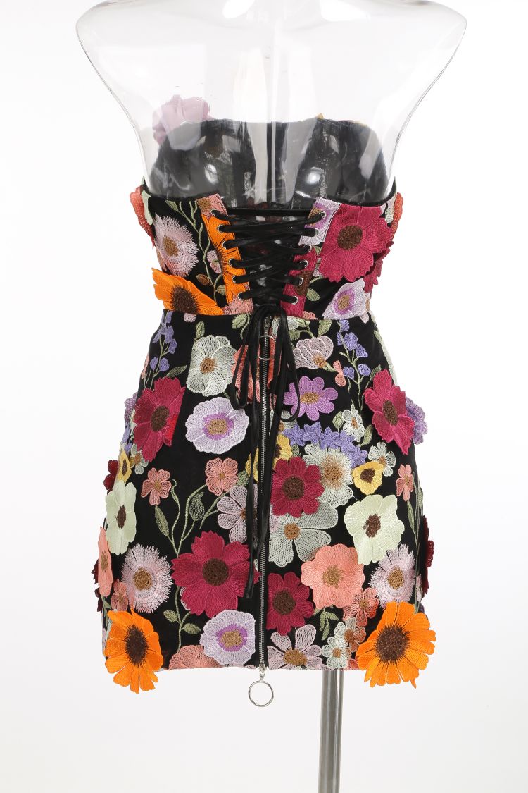 Strapless Floral Corset Dress