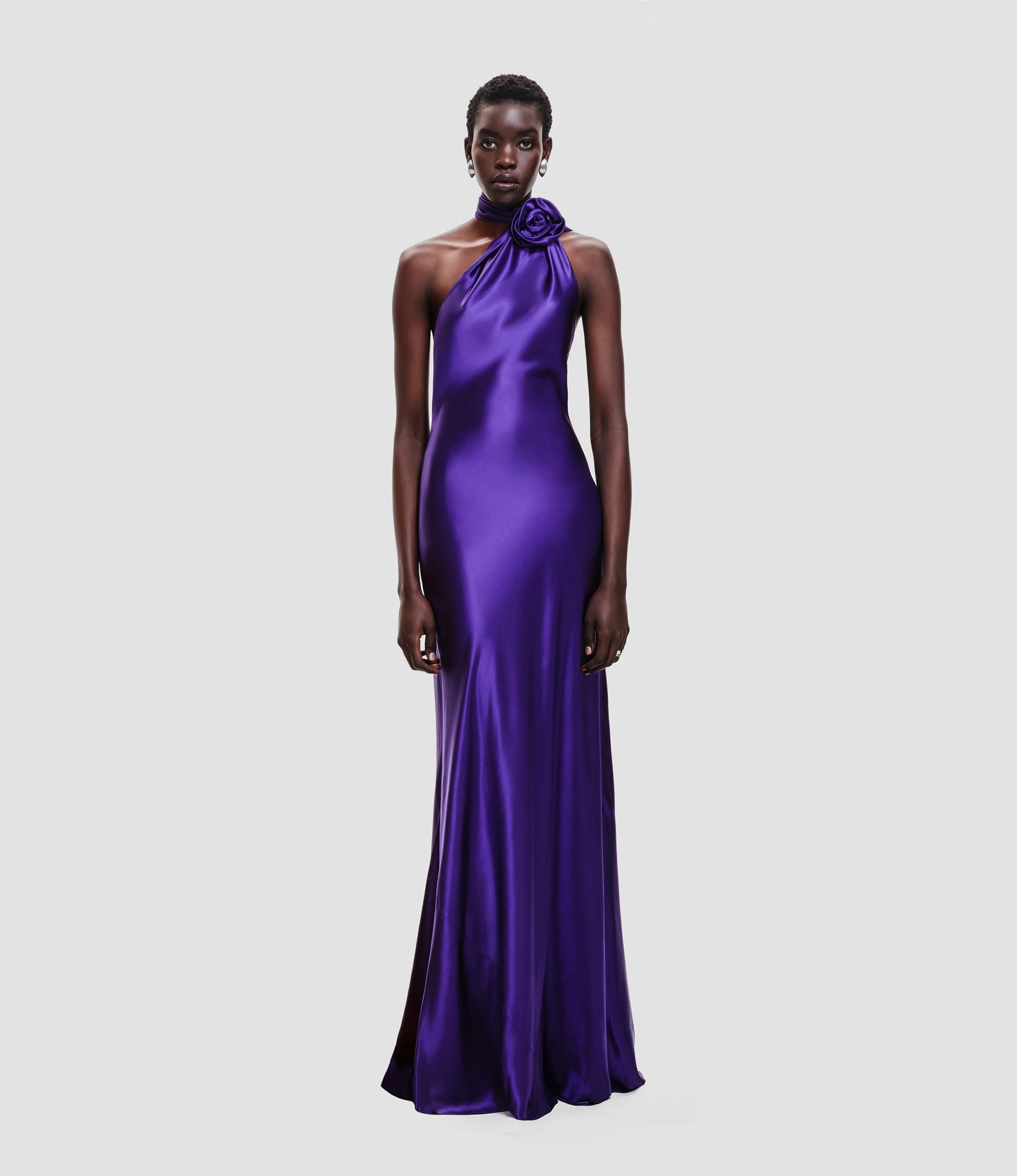 One Shoulder Floral Maxi Dress Purple HV1771