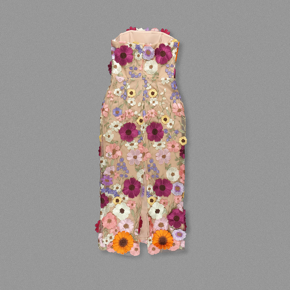 Strapless Floral Midi Dress HV1280