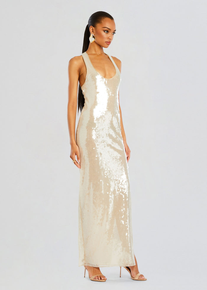 Sequin Maxi Dress Ivory HV1975