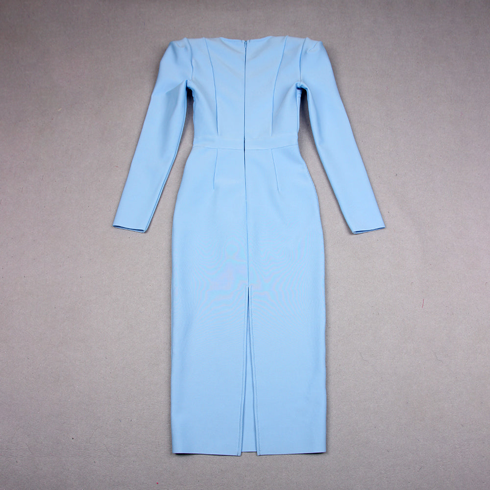 Long Sleeves Corset Design Midi Dress HV9758