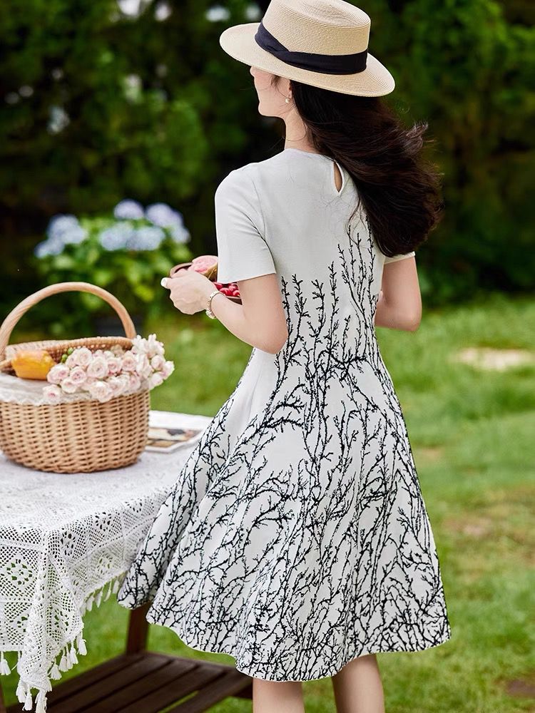 Short Sleeve A Line Dress White HV1576