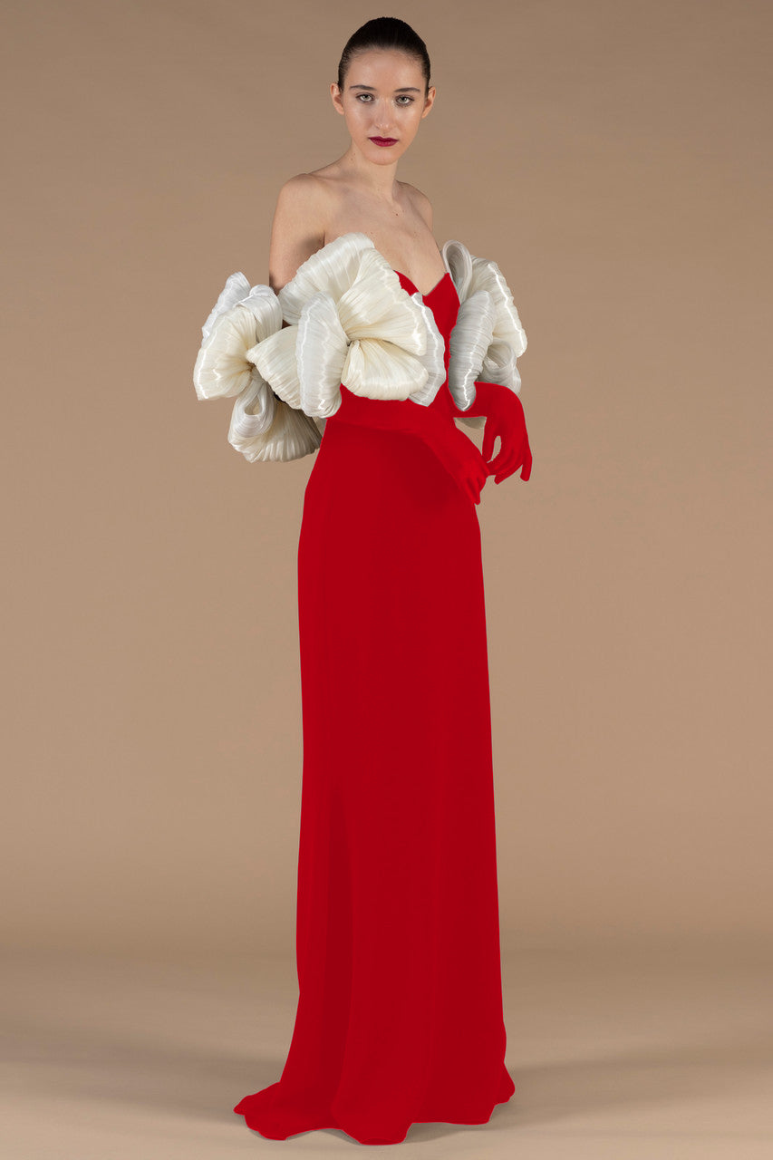 Long Sleeve Bardot Mesh Detail Maxi Dress HV1803