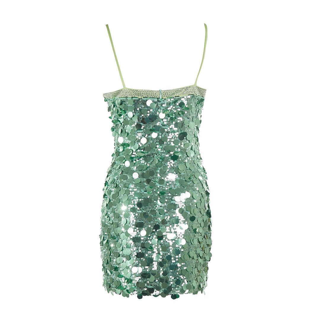 Sequin Studded Dress Green